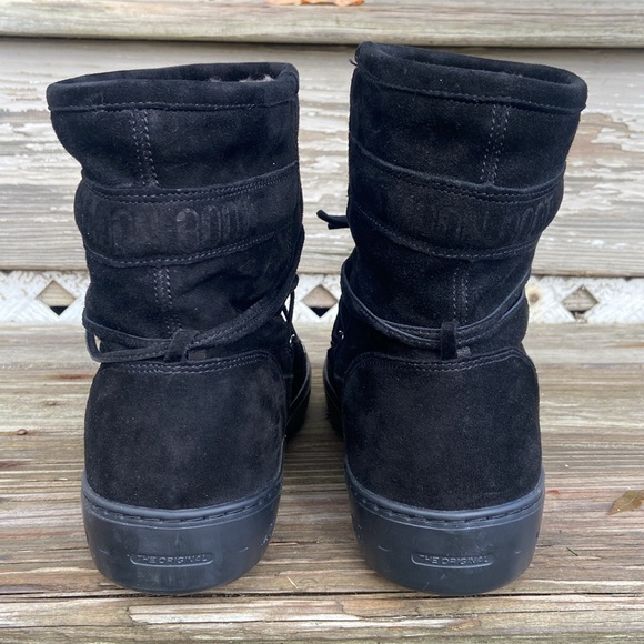 NWOB Tecnica Moon Boot Pulse Mid Black Nubuck Leather Snow Boots Women's Size 10 - Picture 6 of 15